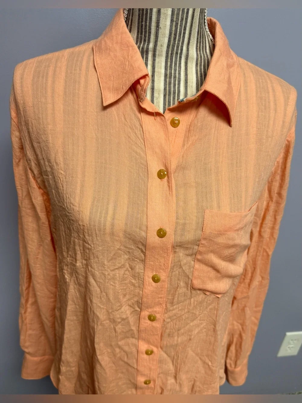 NWT Free People That’s a Wrap Button-Down orange Shirt size S